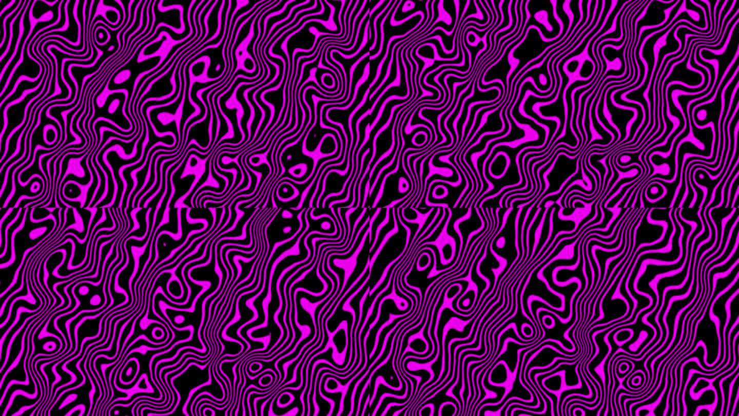 抽象的粉红色地形线动画在一个黑暗的背景。
