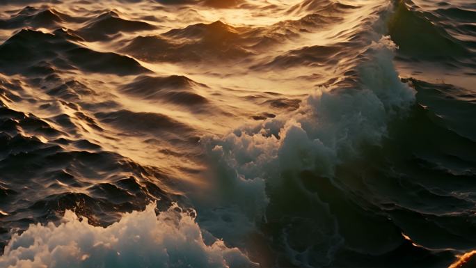 夕阳海浪波浪波光粼粼