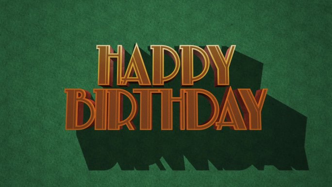 3d生日快乐的文字与阴影和高亮效果的绿色图案