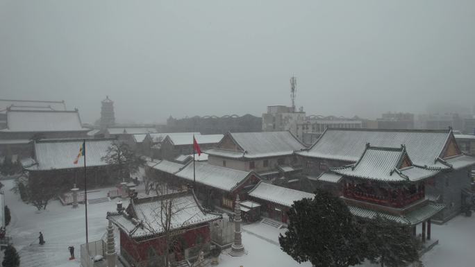 4K 天津大悲院 雪景航拍