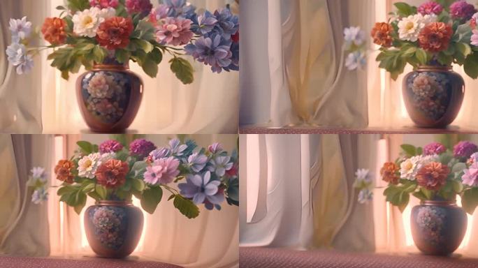 欧式复古花瓶油画花朵9
