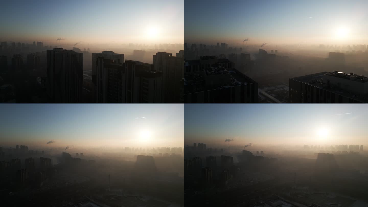 建筑晨阳  朦胧城市 城市苏醒 东北早晨
