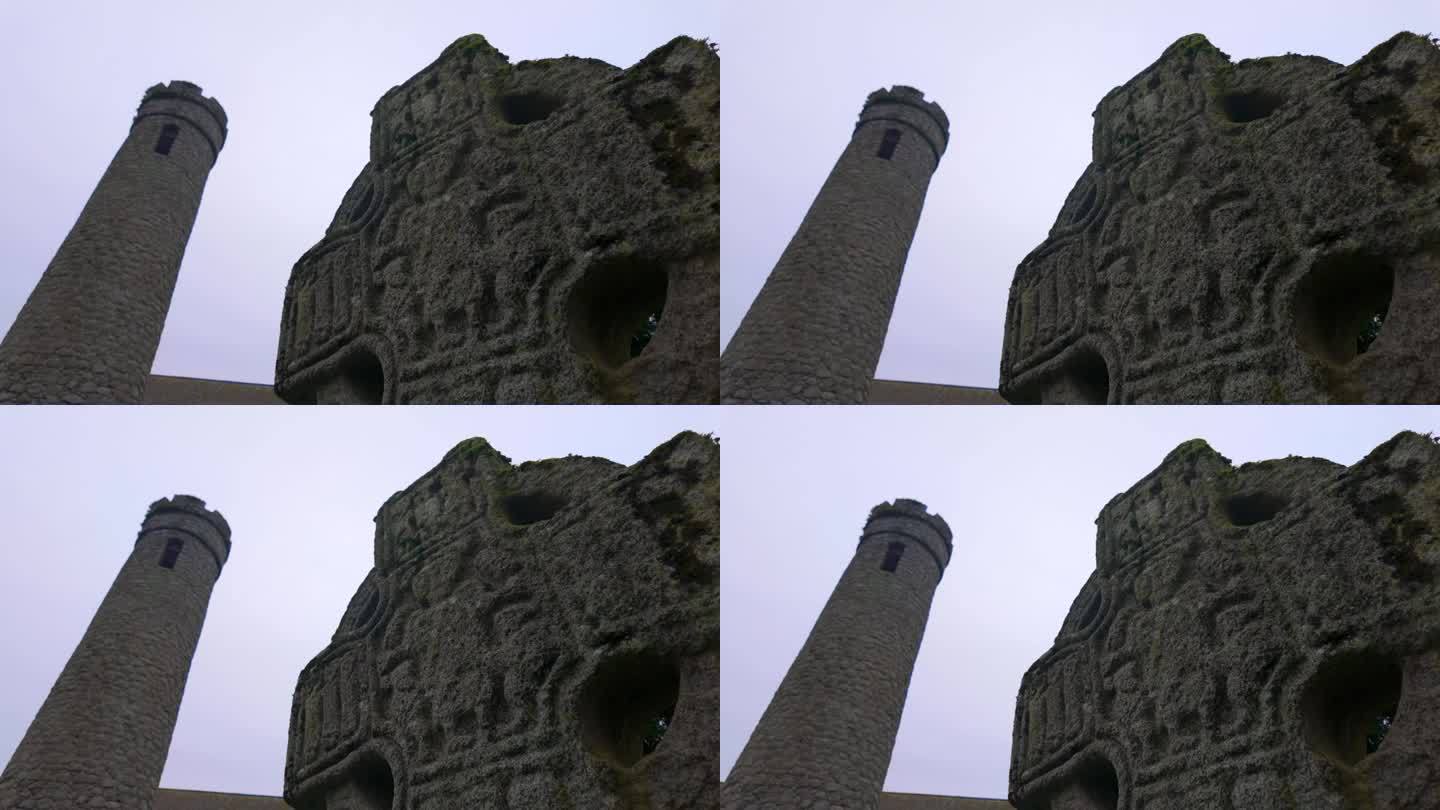 高十字圆塔历史村特殊的地方旅游景点基尔代尔城堡在冬天爱尔兰