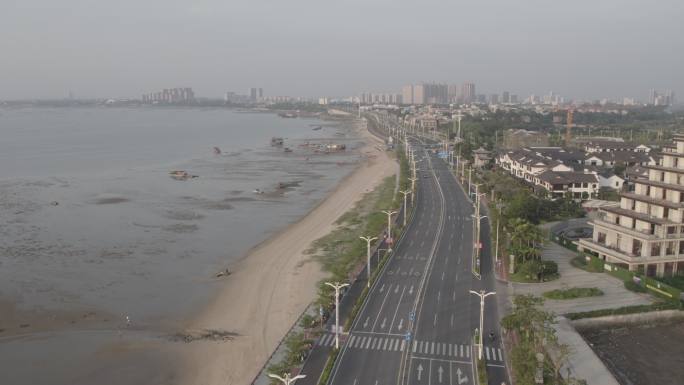 北海 金滩 航空 4K 海边 城市