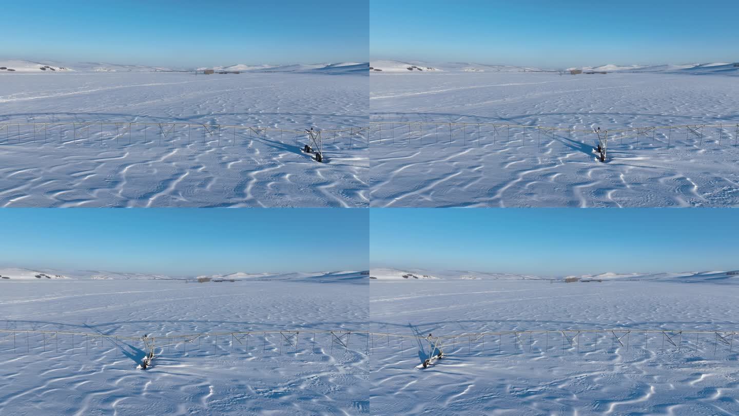 寒冬白雪皑皑积雪覆盖的农田耕地