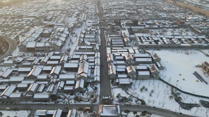 山西太原古县城雪景航拍