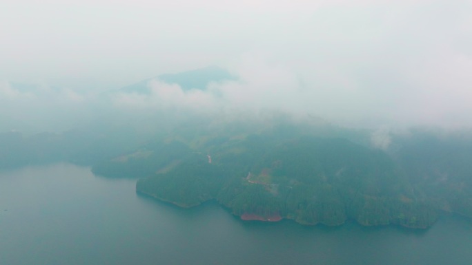 航拍眉山雅女湖