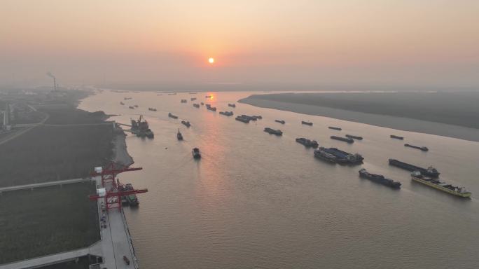 岳阳 城陵矶 港口 码头 落日 洞庭湖