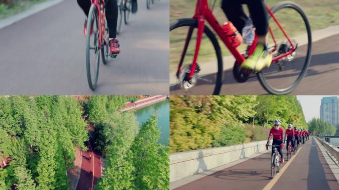 4K城市骑行健身有氧骑行队绿色文明城市