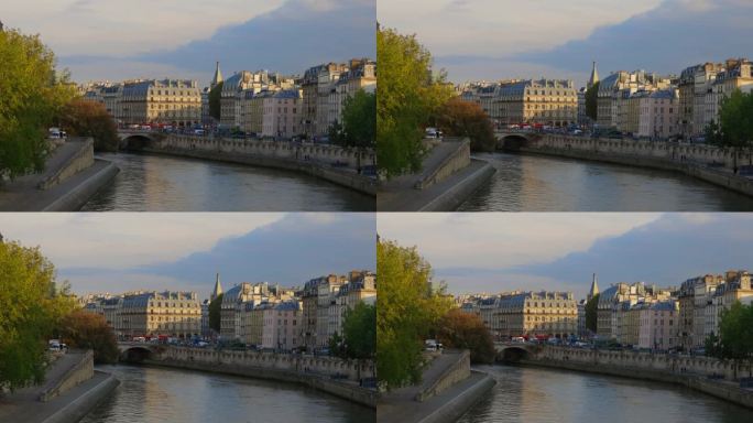 巴黎河畔与黄昏的历史建筑
