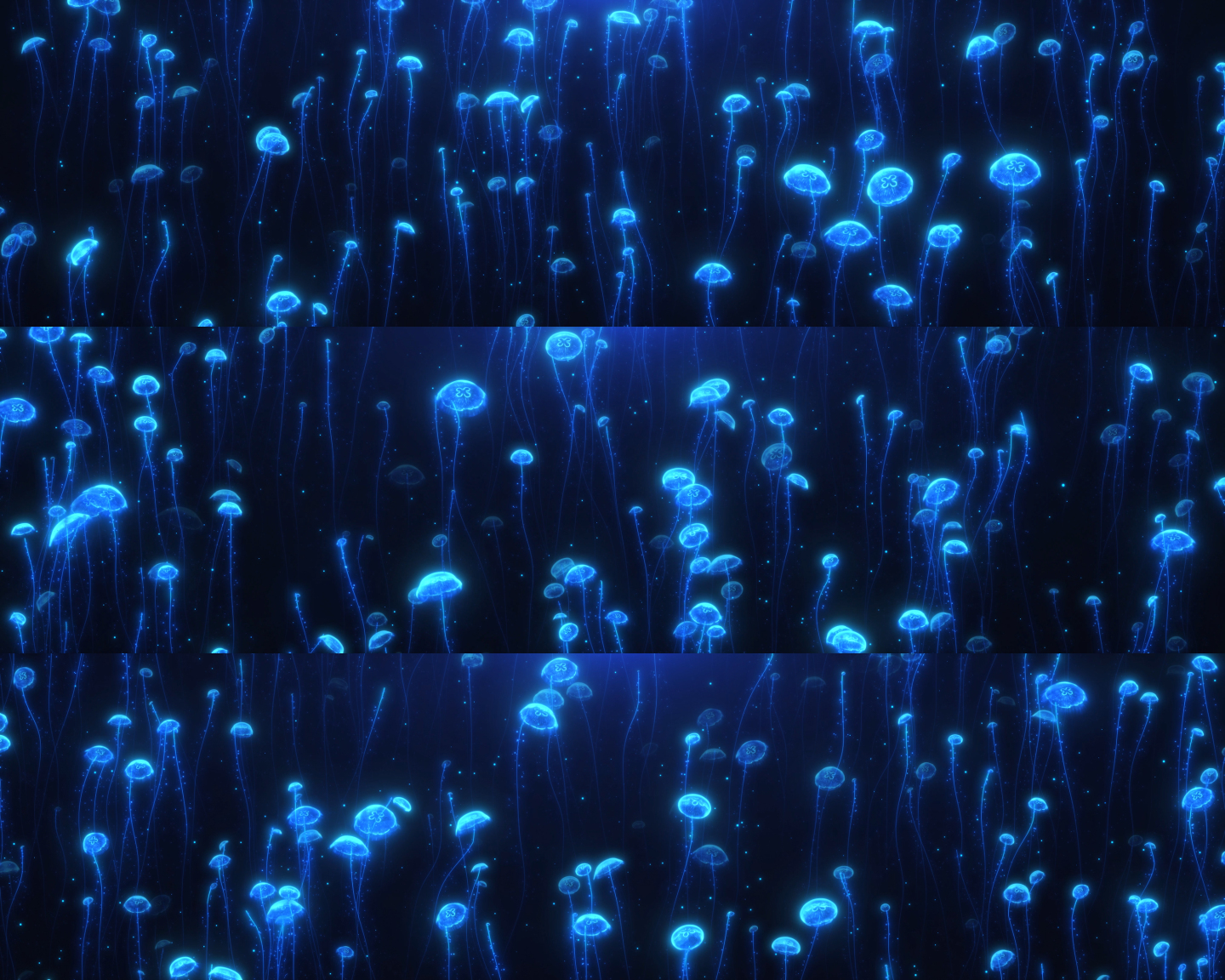 8k沉浸式蓝色全息水母粒子背景