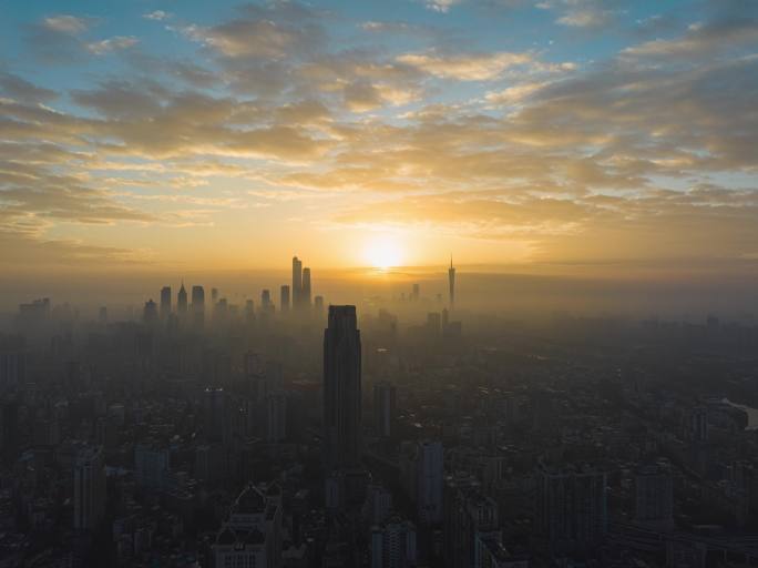 广州日出云雾朝霞航拍延时02