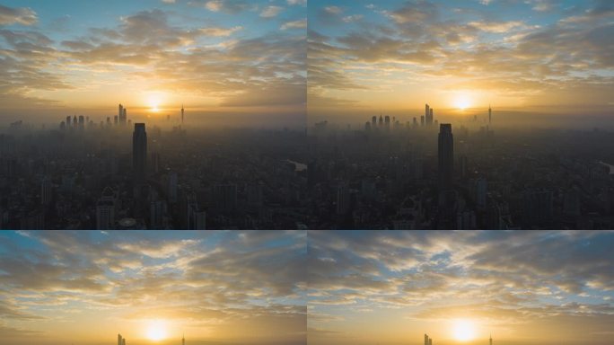 广州日出云雾朝霞航拍延时02