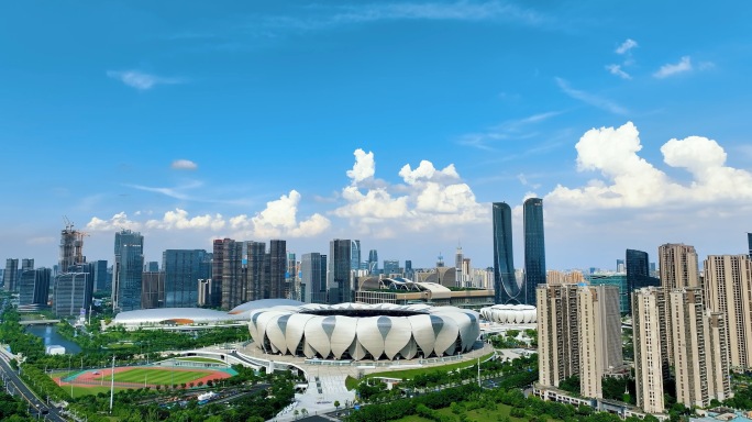 杭州地标航拍城市风光城市建筑杭州宣传片