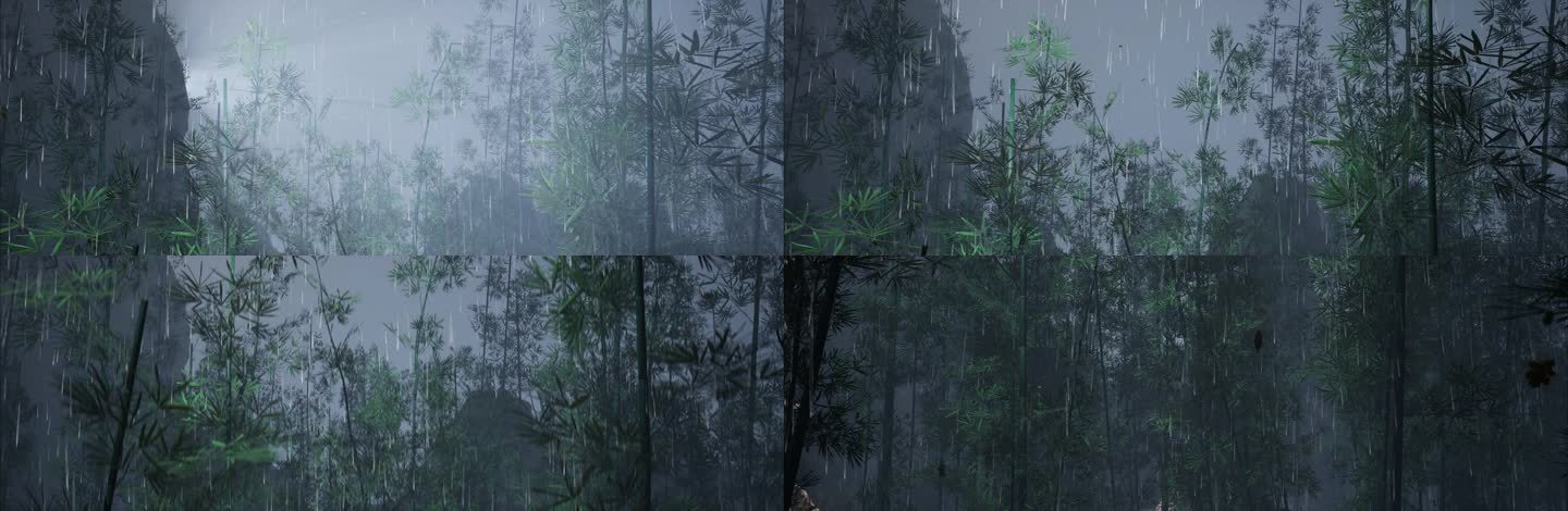 阴雨闪电竹林场景素材