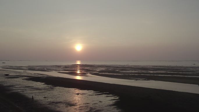 北海 海滩 4K 航拍 夕阳