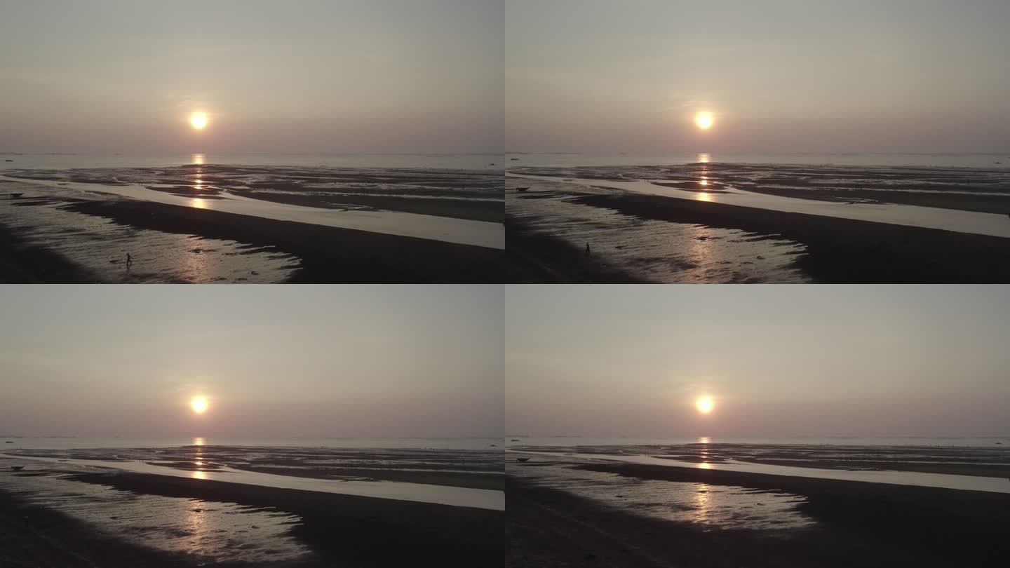 北海 海滩 4K 航拍 夕阳