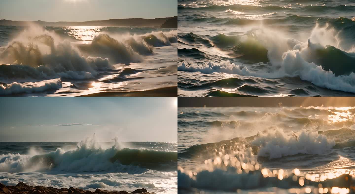 乘风破浪扬帆起航海浪大海视频素材