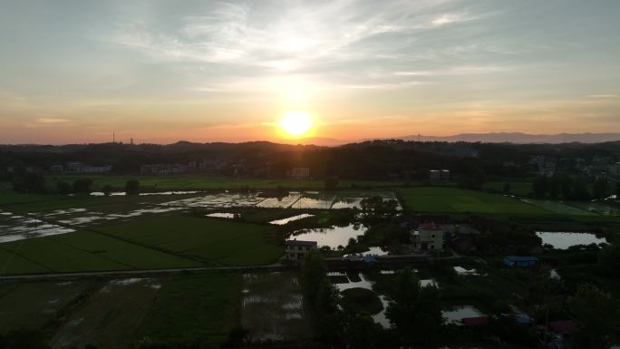 日出 田园 村庄 美景 空镜头