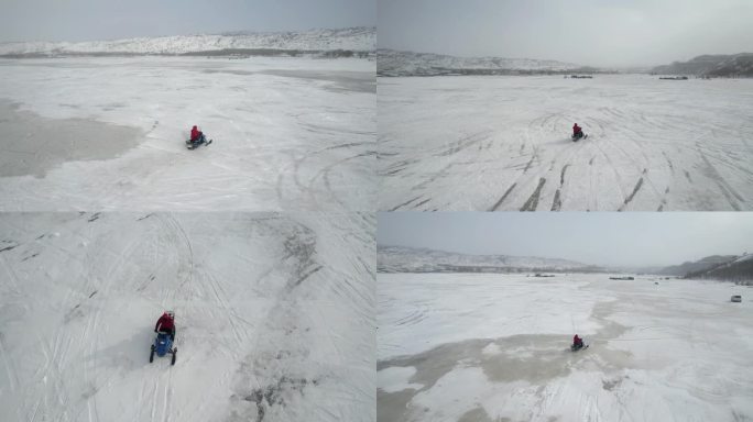 冰上摩托滑冰吹风自由自在放飞自我
