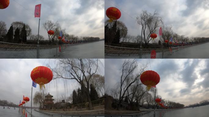 冰面 灯笼 冬 云