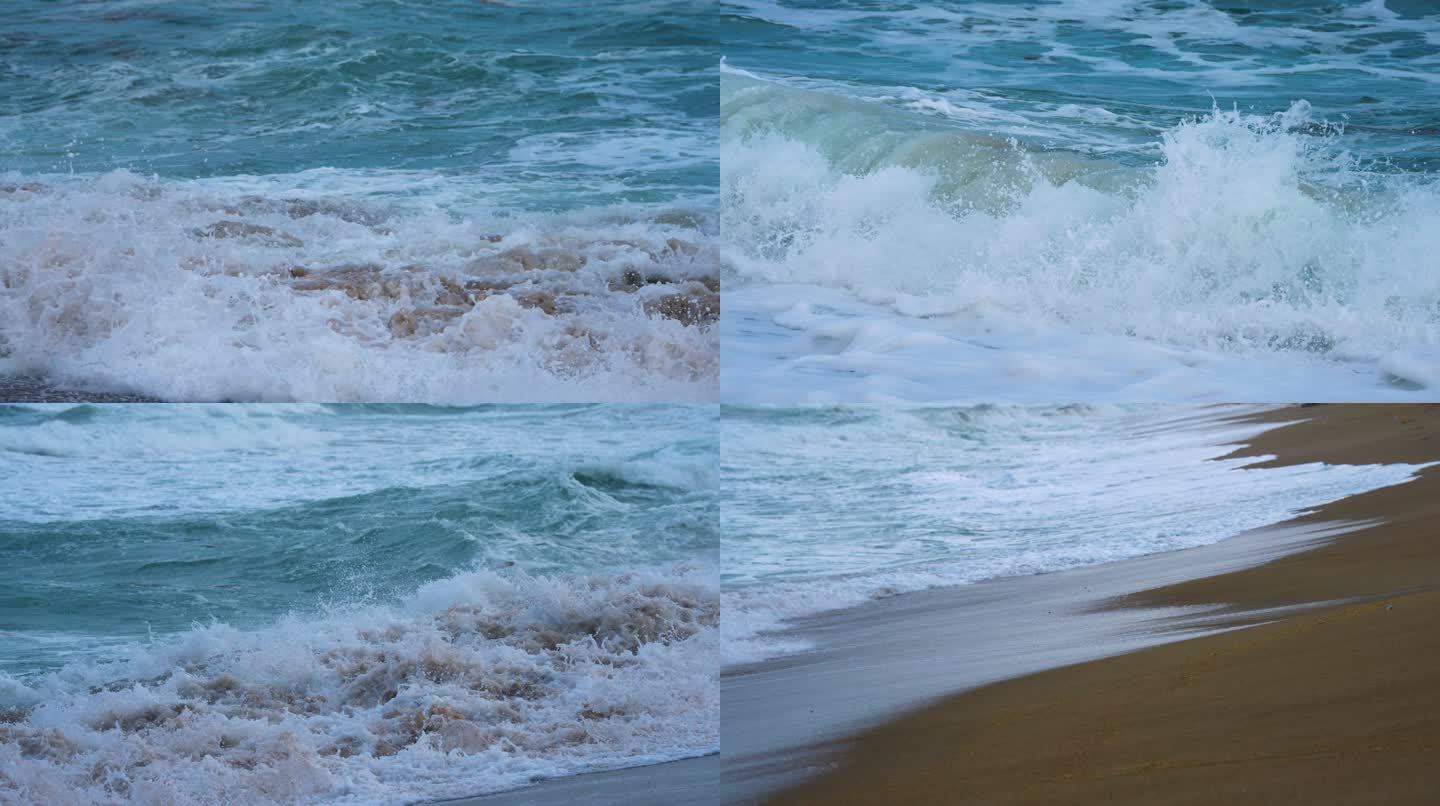 海浪拍打沙滩-升格动画