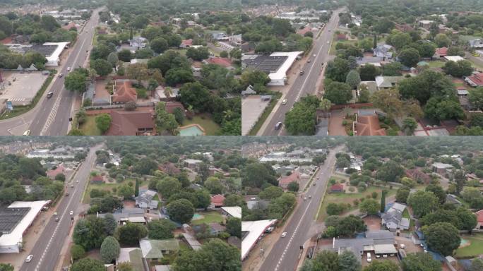 南非百夫长住宅区的主要道路鸟瞰图。