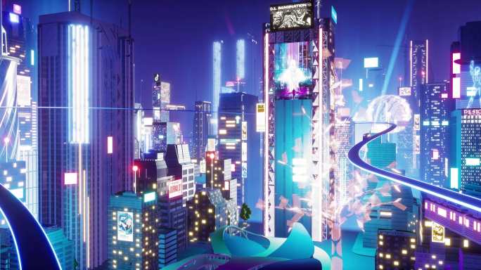 科幻赛博朋克城市背景1