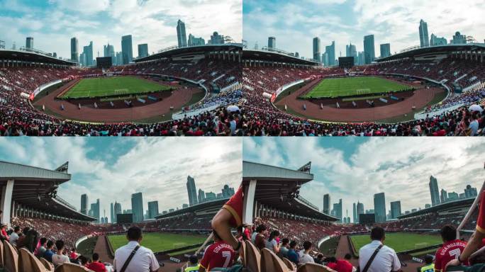中超联赛广州体育中心足球比赛现场延时摄影