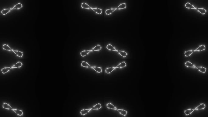 霓虹灯无限标志，在中间的无缝循环动画中放置文本。抽象的背景与无限符号。无缝循环。无限符号出现多个发光