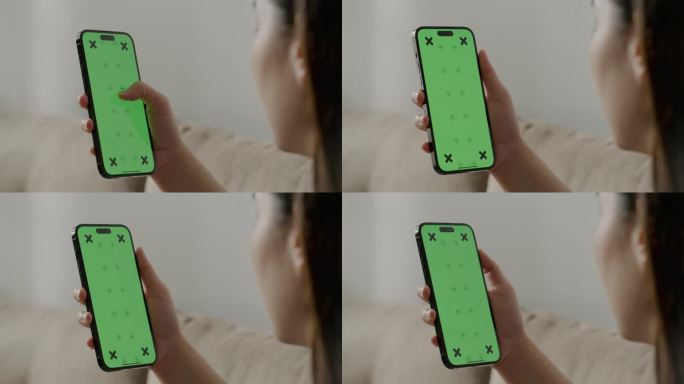 特写使用绿屏手机屏幕模板特写镜头绿幕抠像