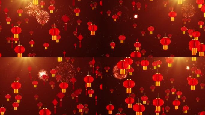 春节 灯笼 中国结舞台背景视频