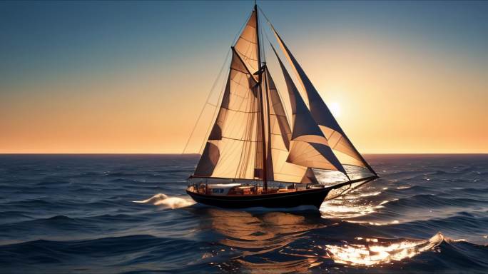 帆船在大海上航行宽屏