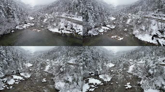 四川川西康定木格措红海冬季下雪天