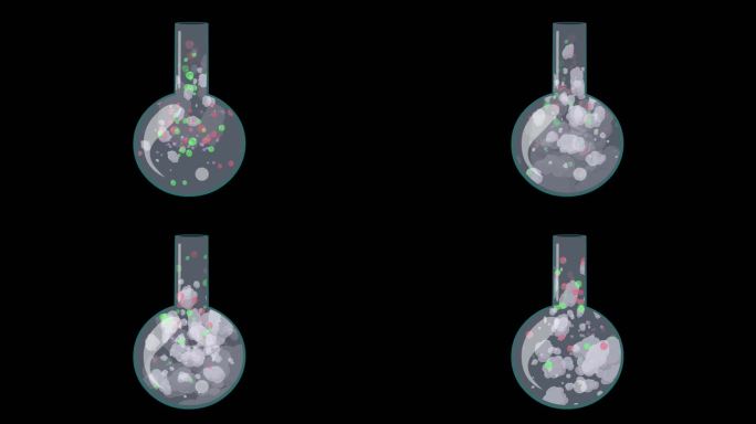 卡通实验化学反应动画 化学瓶 带通道
