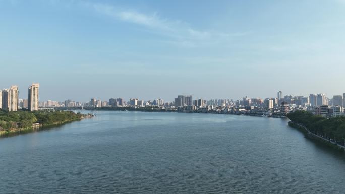 惠州东江风景航拍城市河流经济发展建筑风光