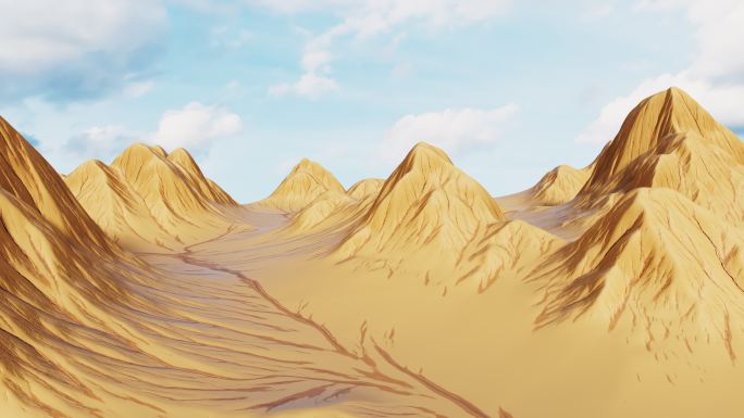 户外山脉地形场景背景3D渲染