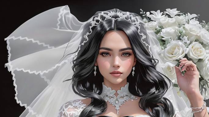 AI新娘头纱 造型设计 美女 时尚背景