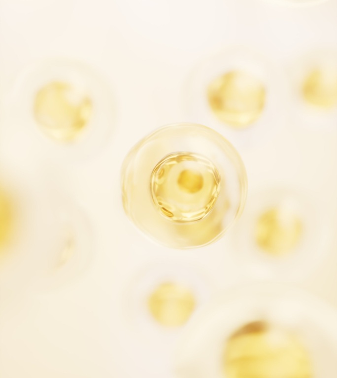 透明金色细胞生物科技概念背景3D渲染
