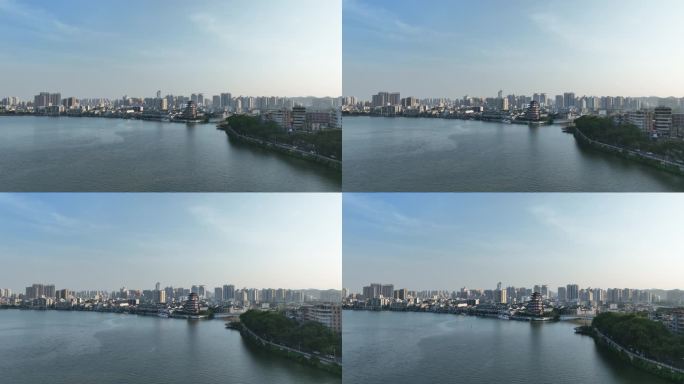 惠州合江楼航拍东江古城区旅游景点建筑风光