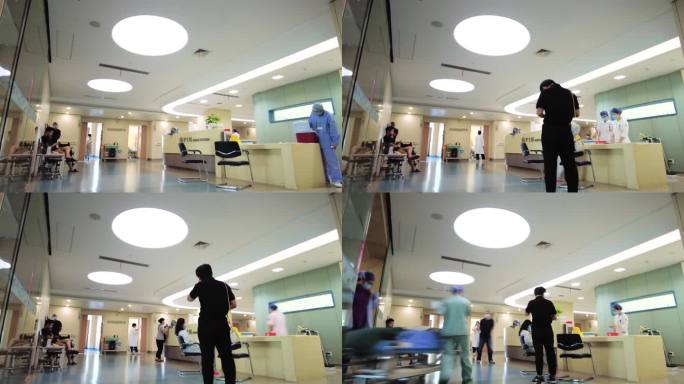 医院医护人员护士站接待看病病人人流延时摄