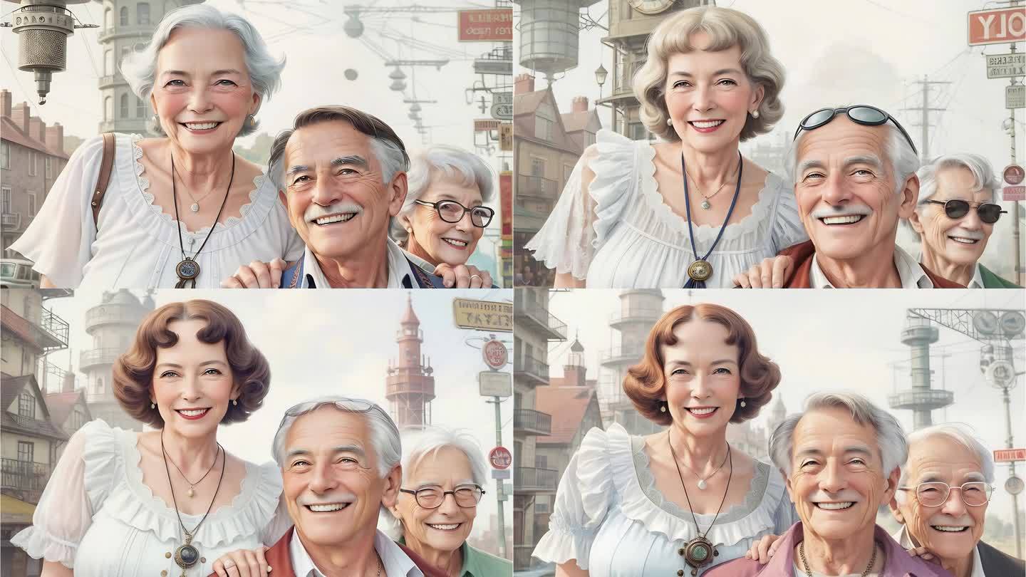 AI微笑 幸福的夫妻 老人微笑