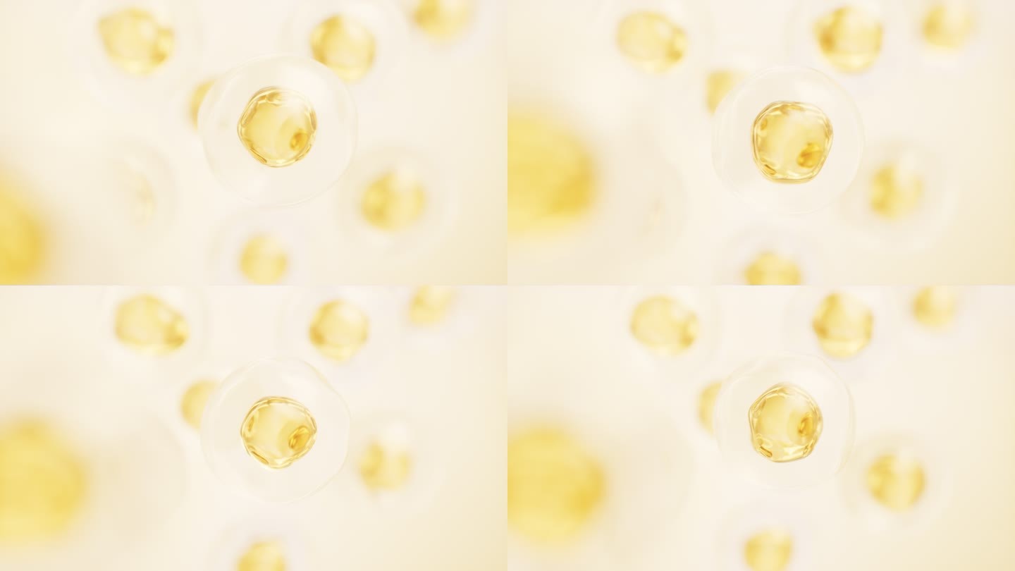 透明金色细胞生物科技背景3D渲染
