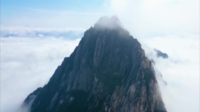 安徽省黄山山峰云海航拍延时风景视频素材