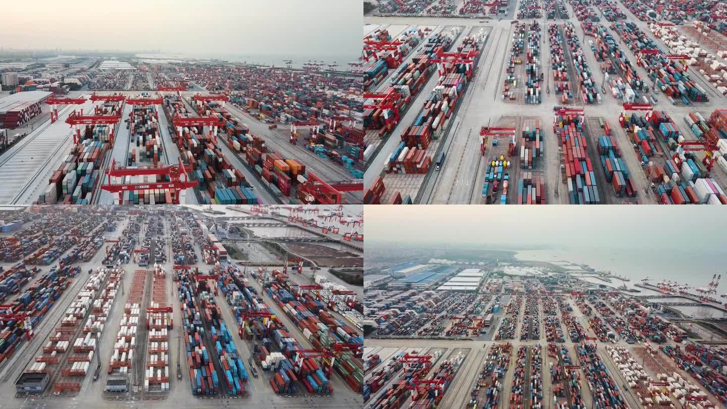 大型港口码头航运贸易运输航拍合集4K