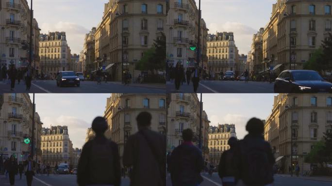 巴黎黄昏的街头生活
