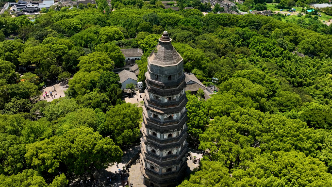 江苏苏州虎丘山景区千年古塔航拍合集