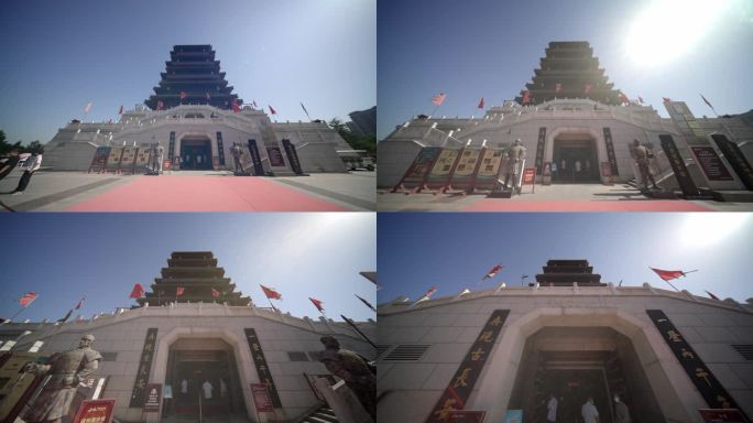 西安汉城湖景区大风阁艺术馆运动镜头4k