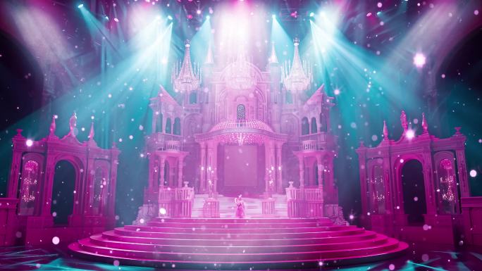 4k粉色城堡舞台背景
