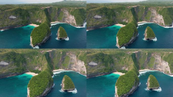 4K航拍巴厘岛佩尼达岛精灵沙滩